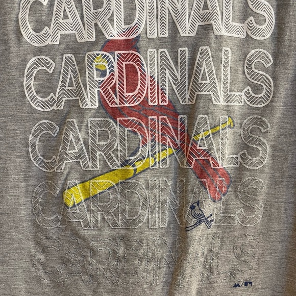 Majestic Gray Cardinals Short Sleeve V Neck - Picture 2 of 4